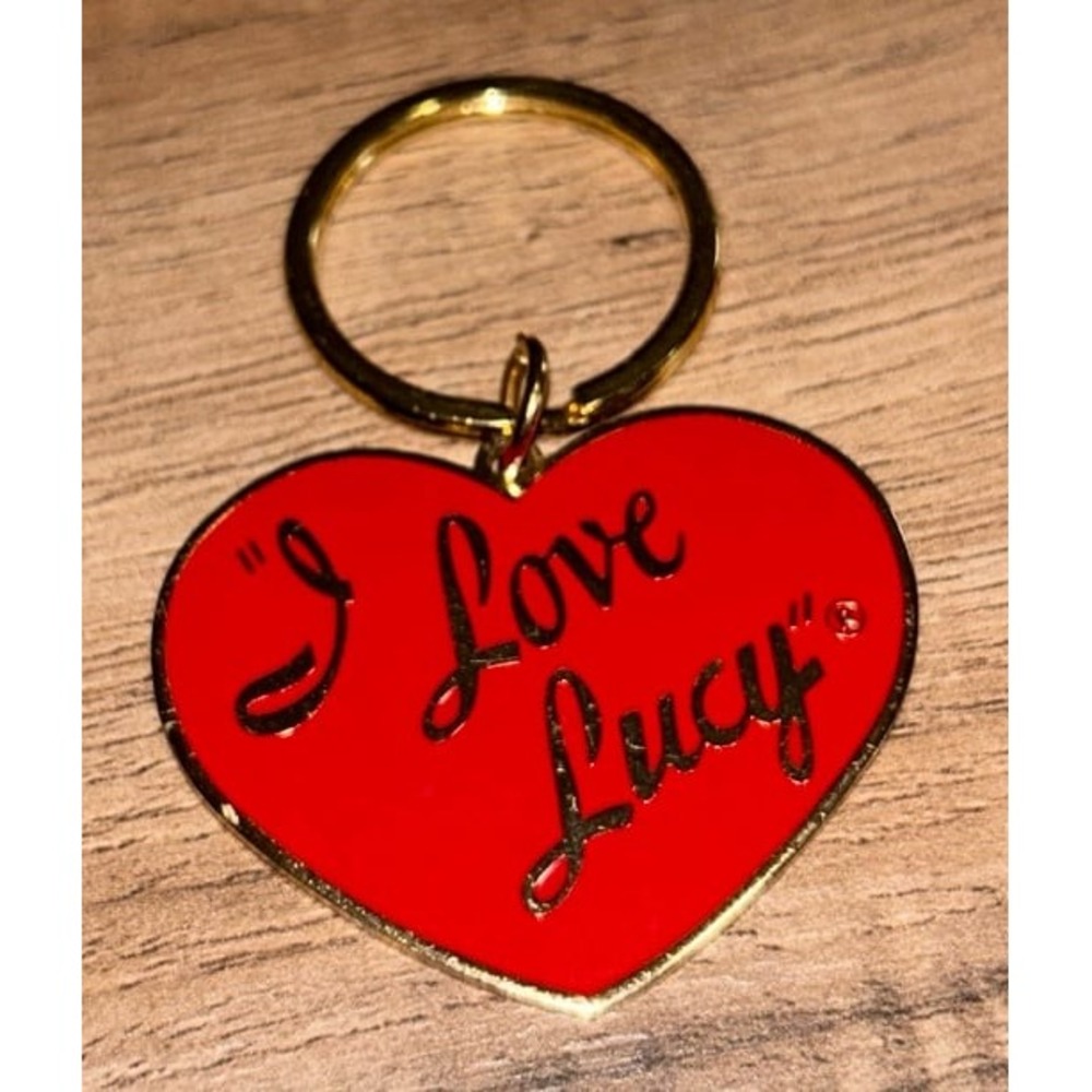 I Love Lucy Heart Gold Tone Metal Keychain Universal Studios (RARE)